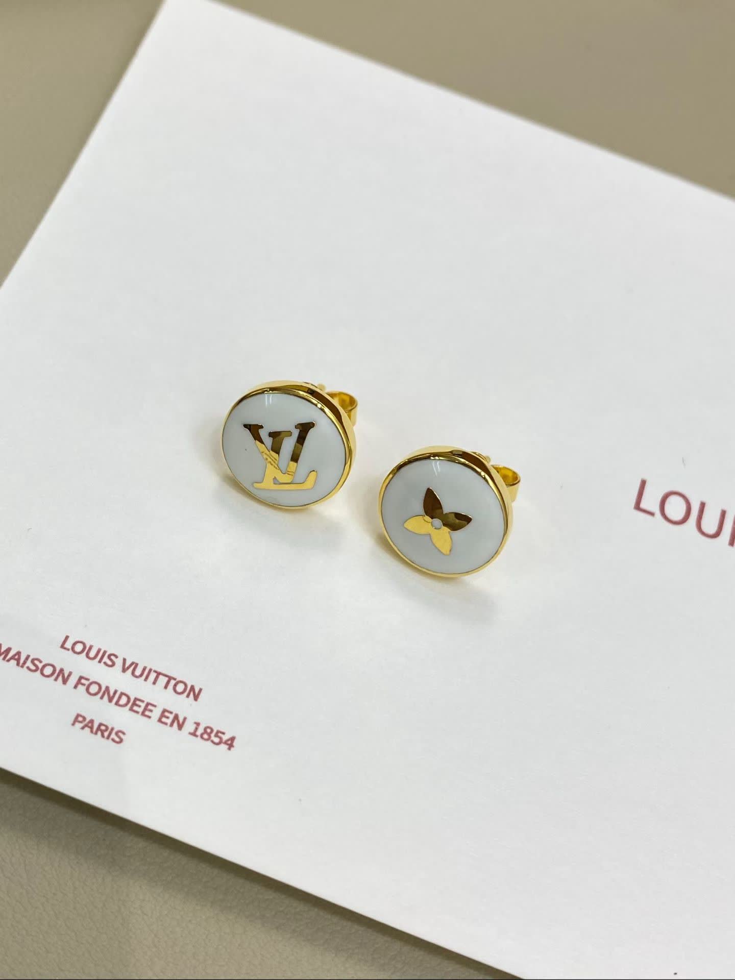 Louis Vuitton White Enamel Earrings